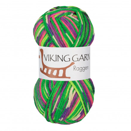 Viking Garn Raggen 739 Multi Grøn/ Rosa