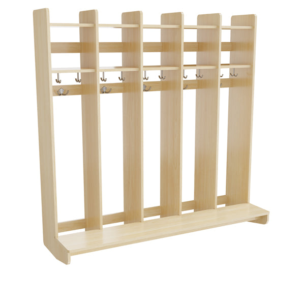 Garderobeindretning Eira Light, vægmodel 5 pladser, naturfarvet krydsfinér, rumbredde 220 mm