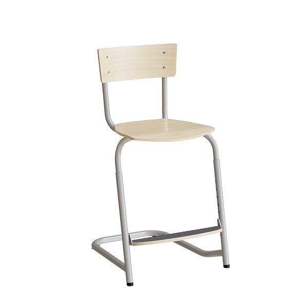 Stol Strong 275, birk laminat og alugråt stel