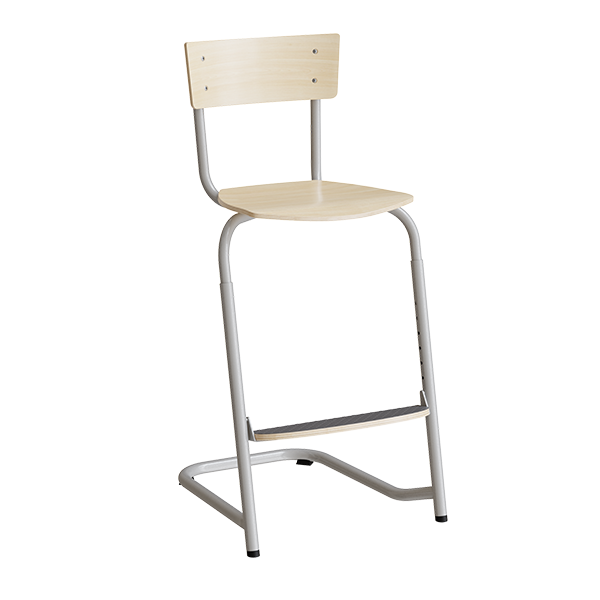 Stol Strong 276, birk laminat og alugråt stel