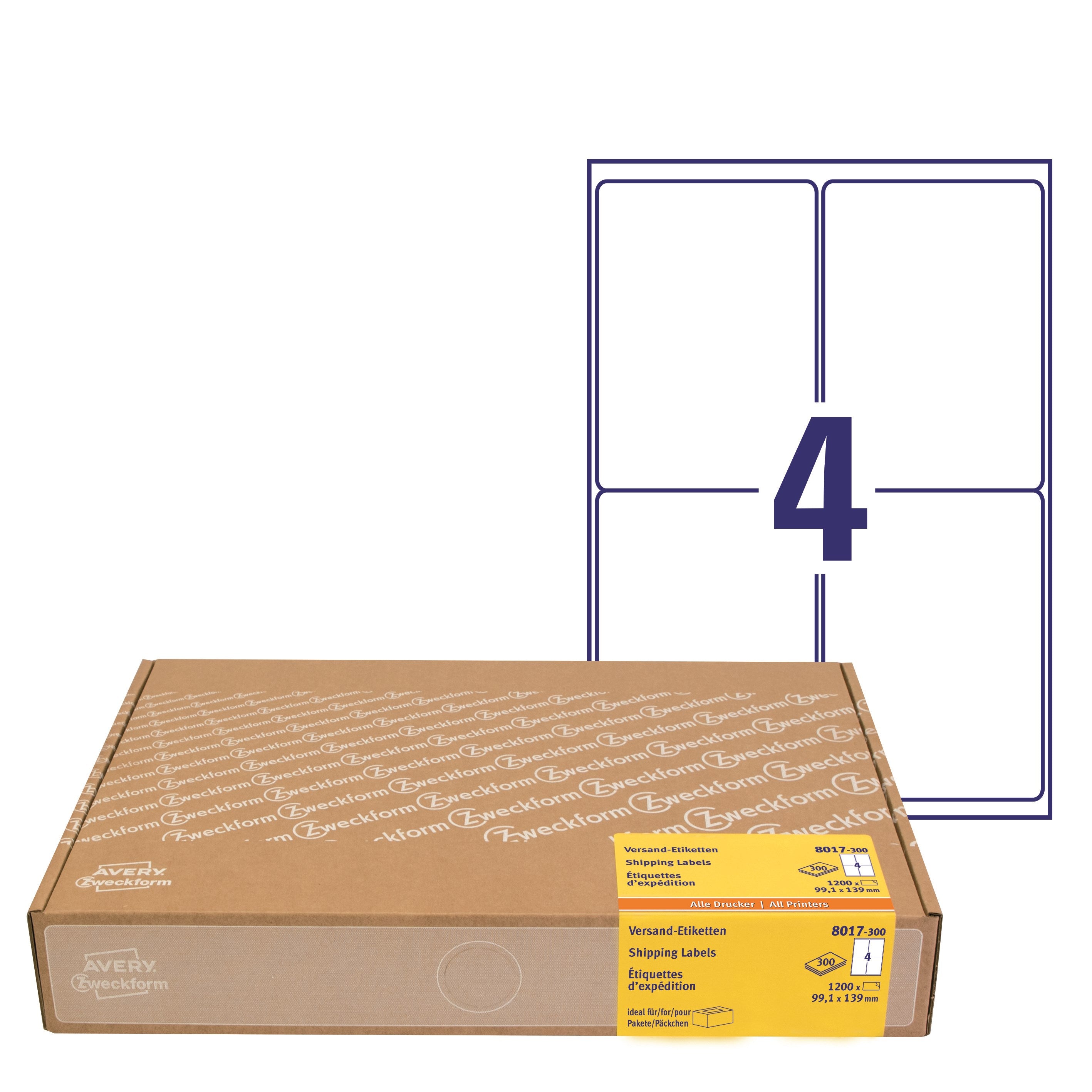 Avery forsendelsesetiket 99,1x139mm (1200)