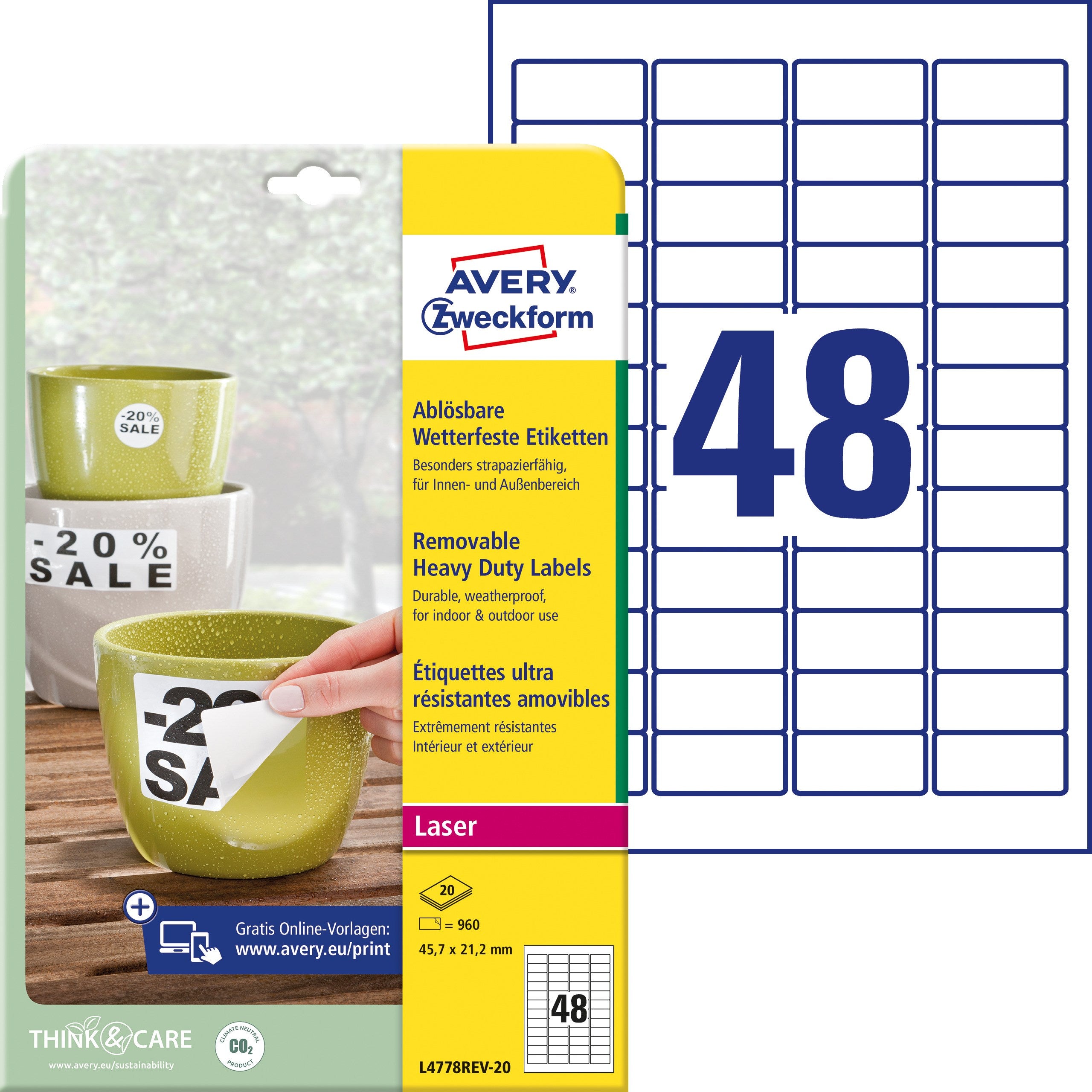 AVERY aftagelige etiket stærke 45,7x21,2mm (960)