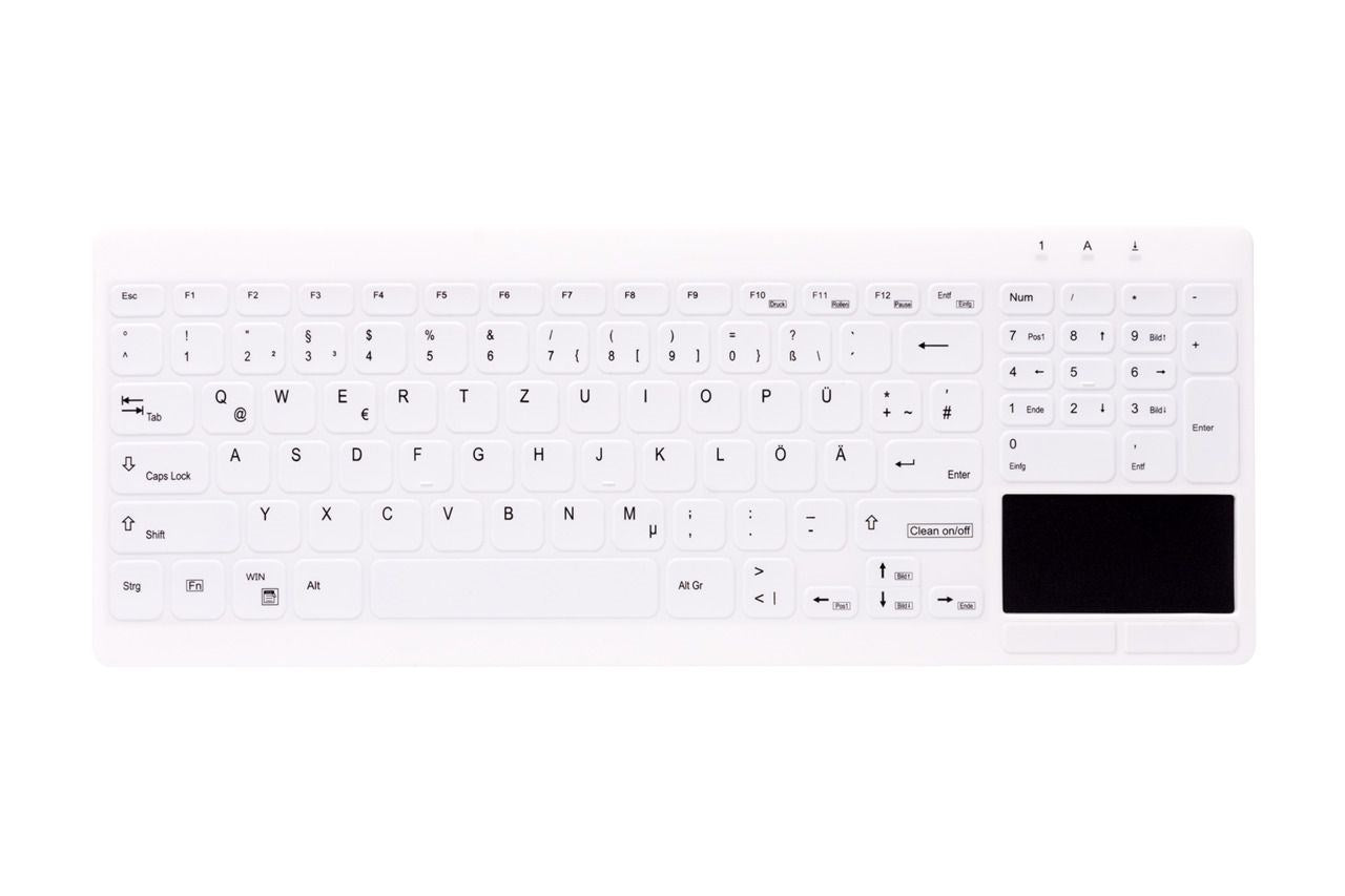 Active Key QuickClean Med KB IP68 Touchpad Comp W White
