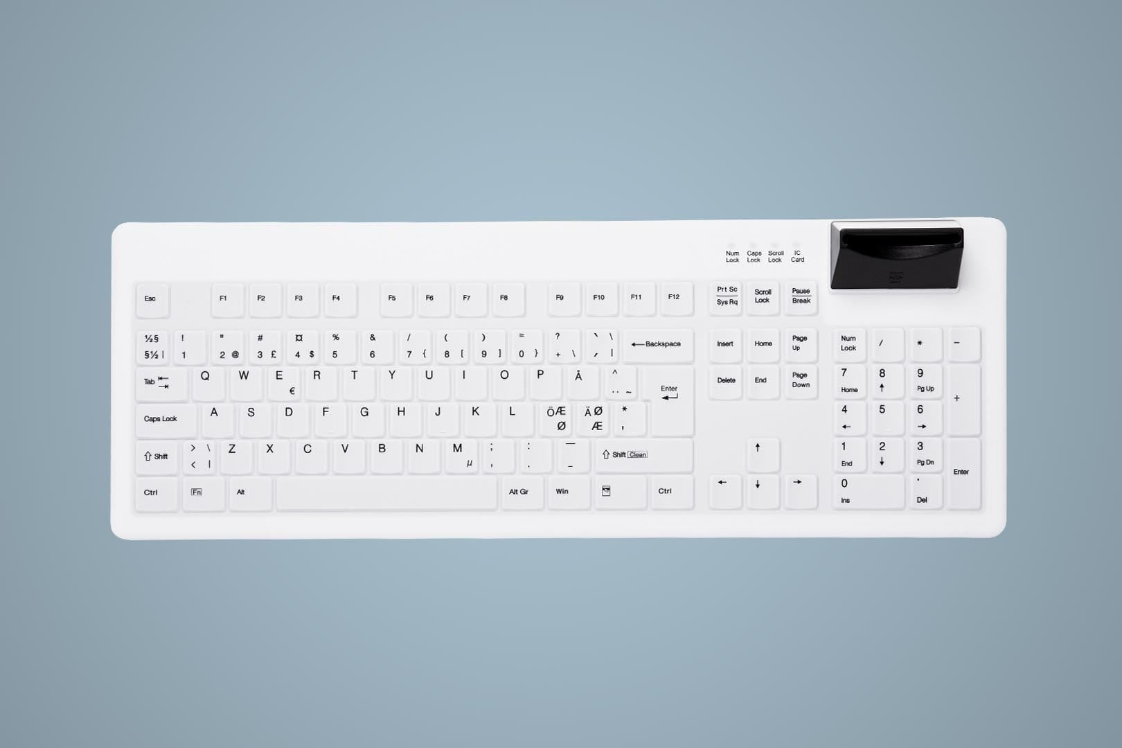 Active Key Med Keyboard SmartCard Full-Size W Black & White
