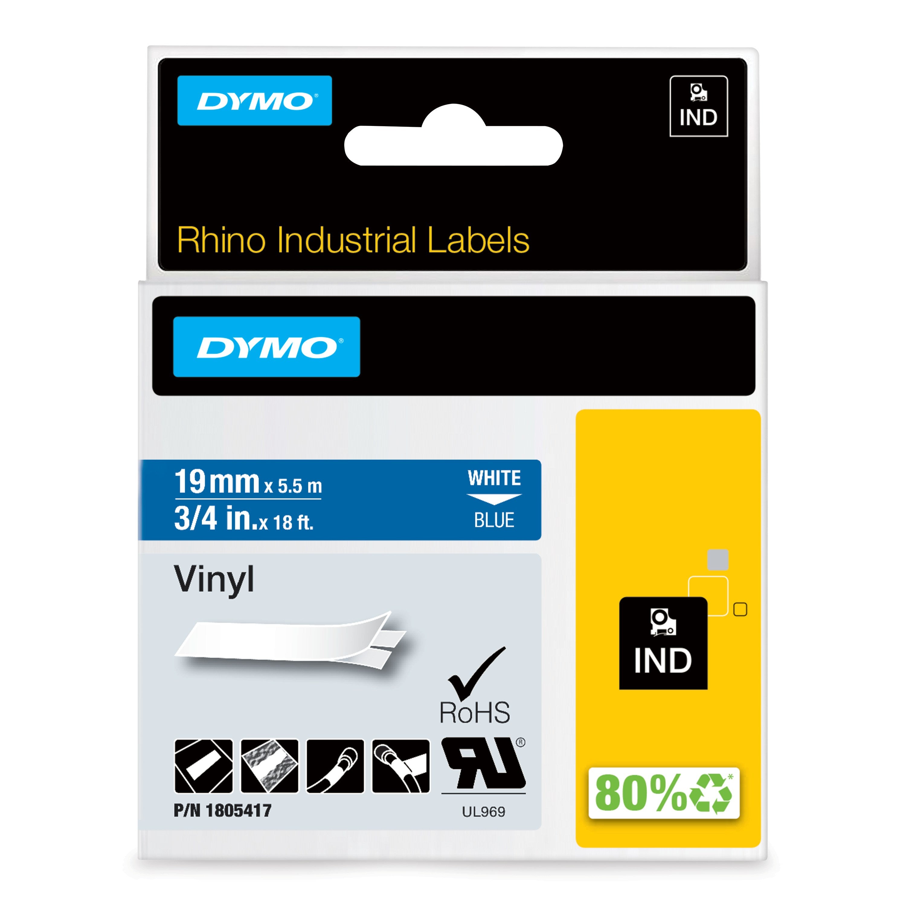 Tape Rhino 19mmx5,5m colour vinyl white/blu