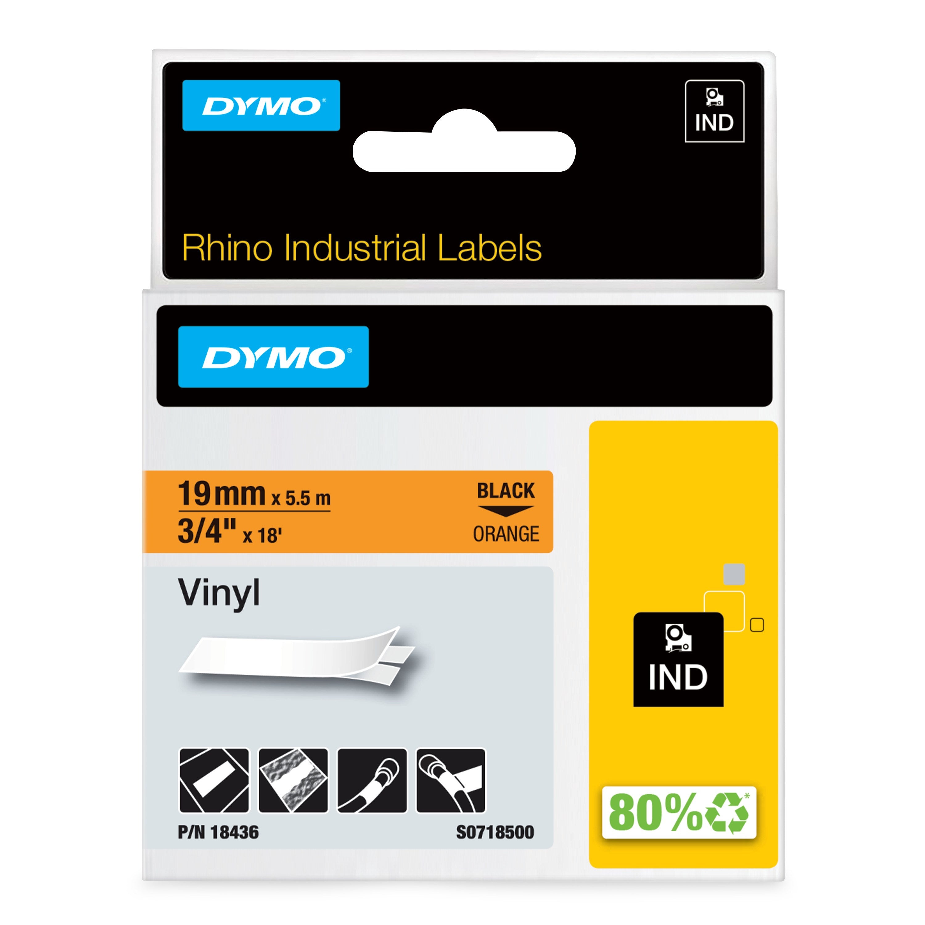 Tape Rhino 19mmx5,5m vinyl black/orange