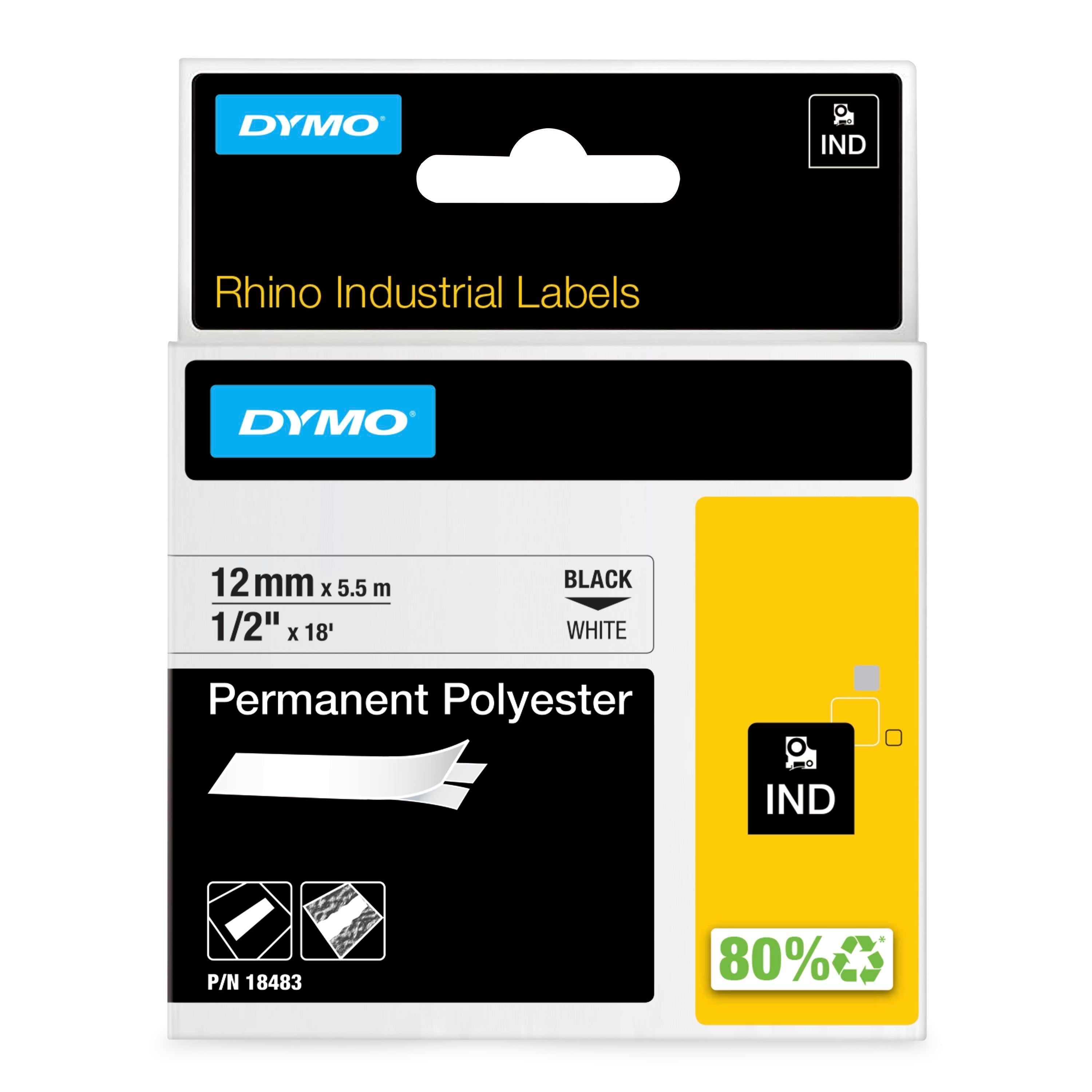 Tape Rhino 12mmx5,5m perm polyest bl/whi