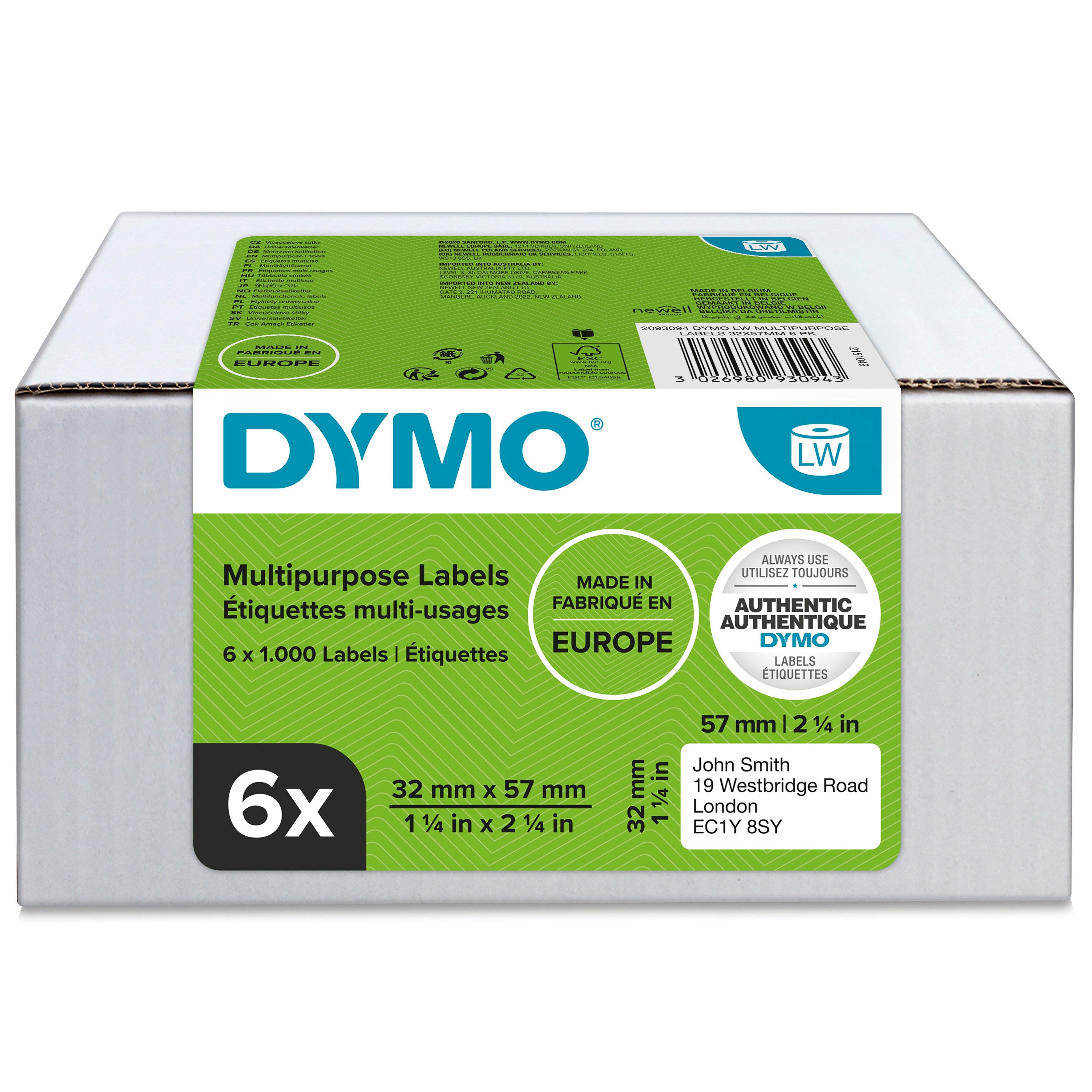 Label Multi 32x57mm remov white (6x1000)