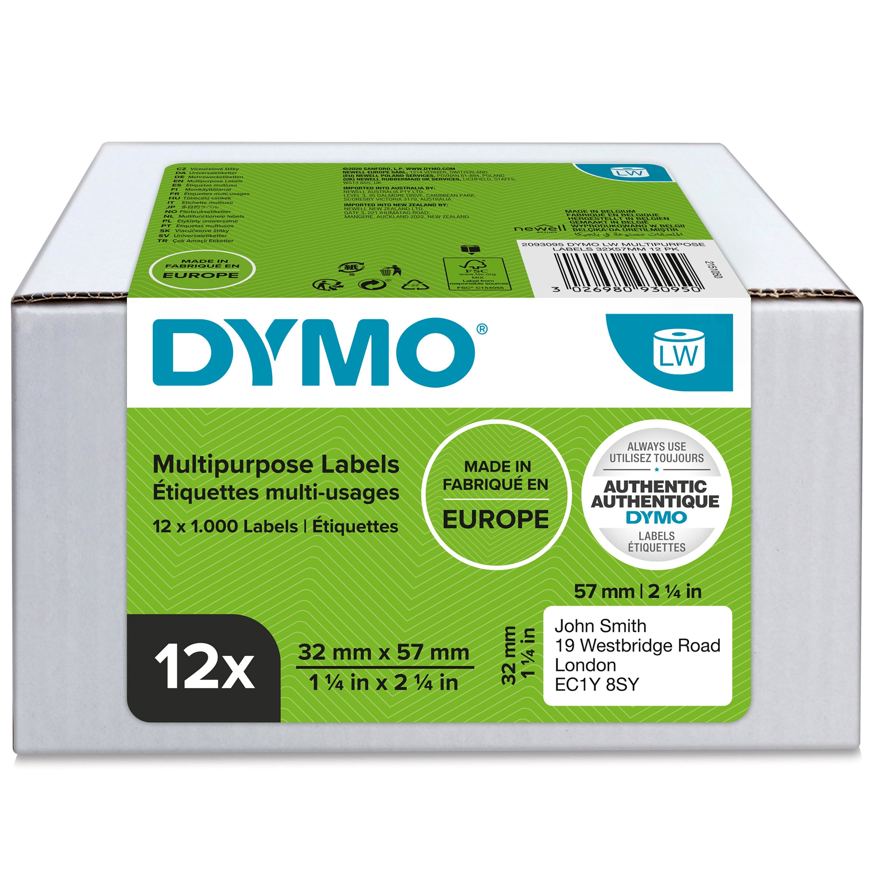 Label Multi 32x57mm remov white (12x1000)