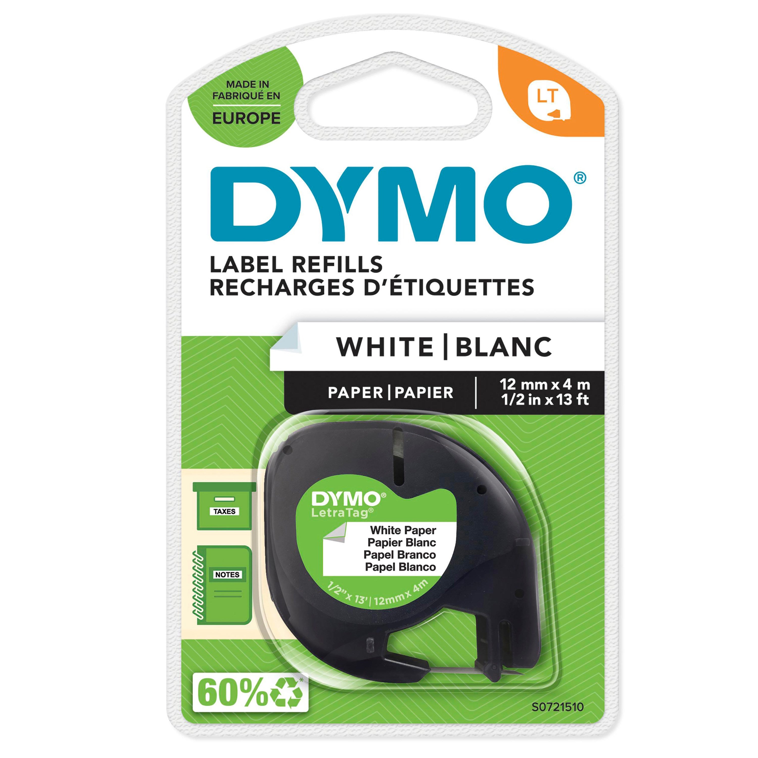 Tape LetraTag paper 12mmx4m white