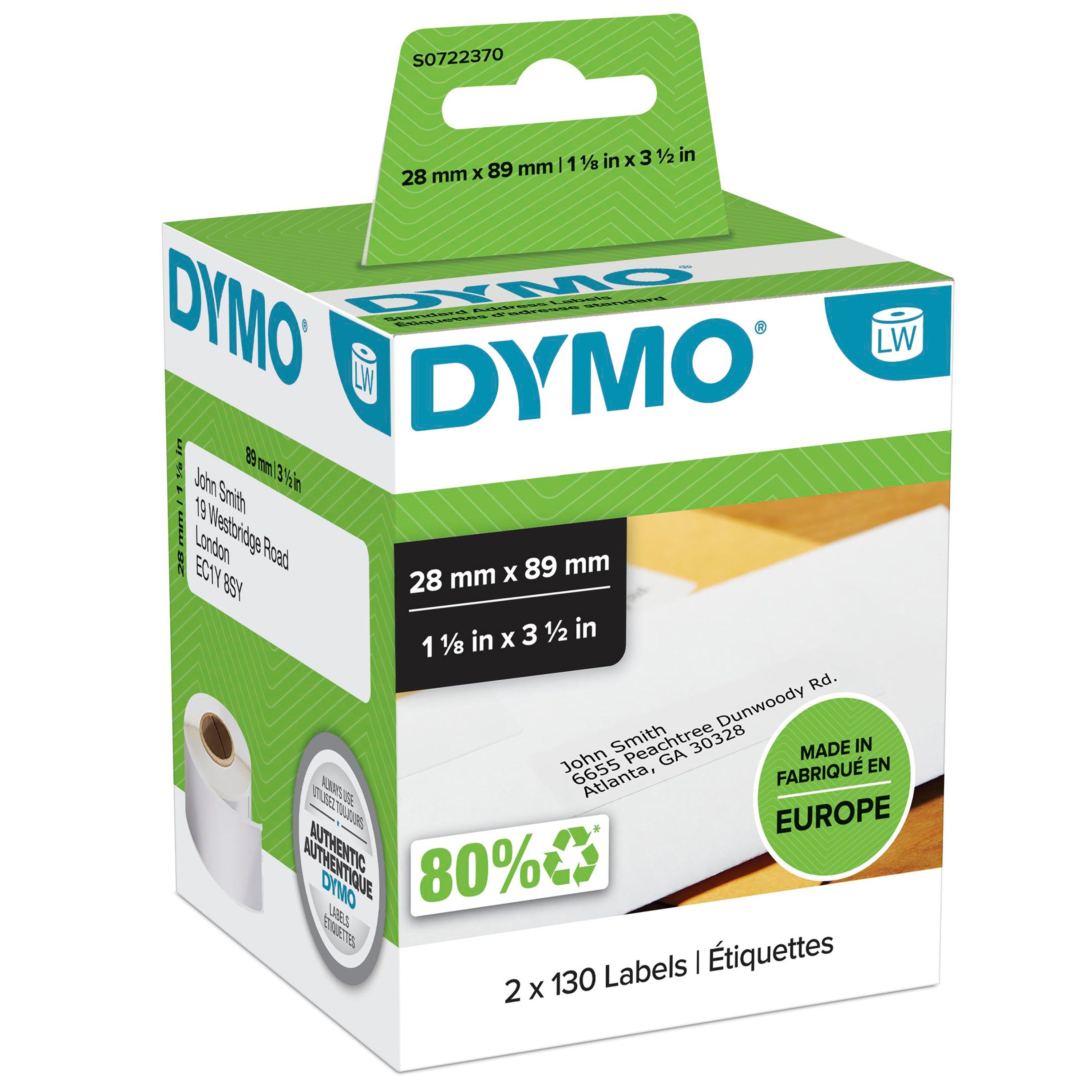 Label Addressing 28x89 perm white, 130 labels on both 2 roll