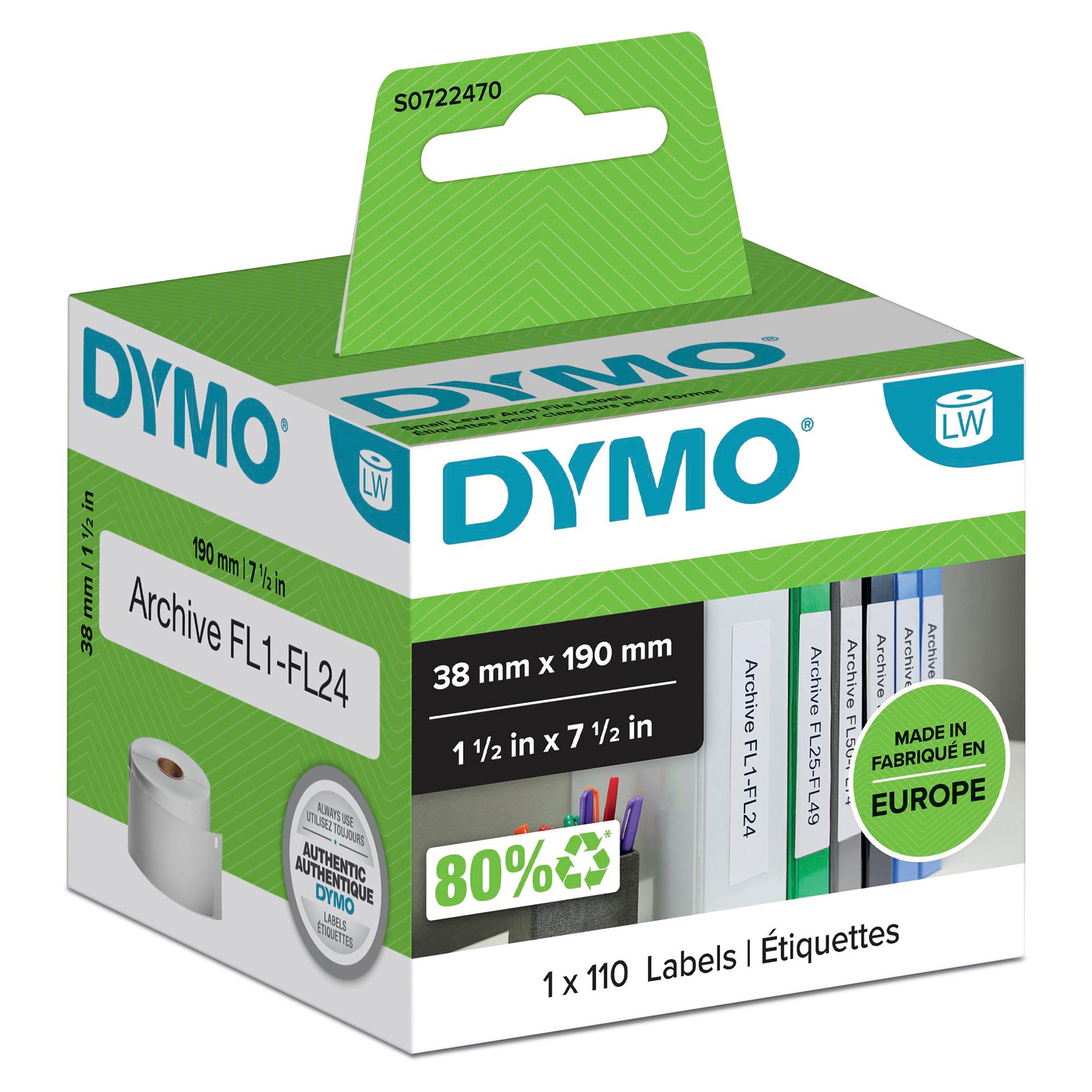Labels t/brevordner 38x190mm hvid (110)