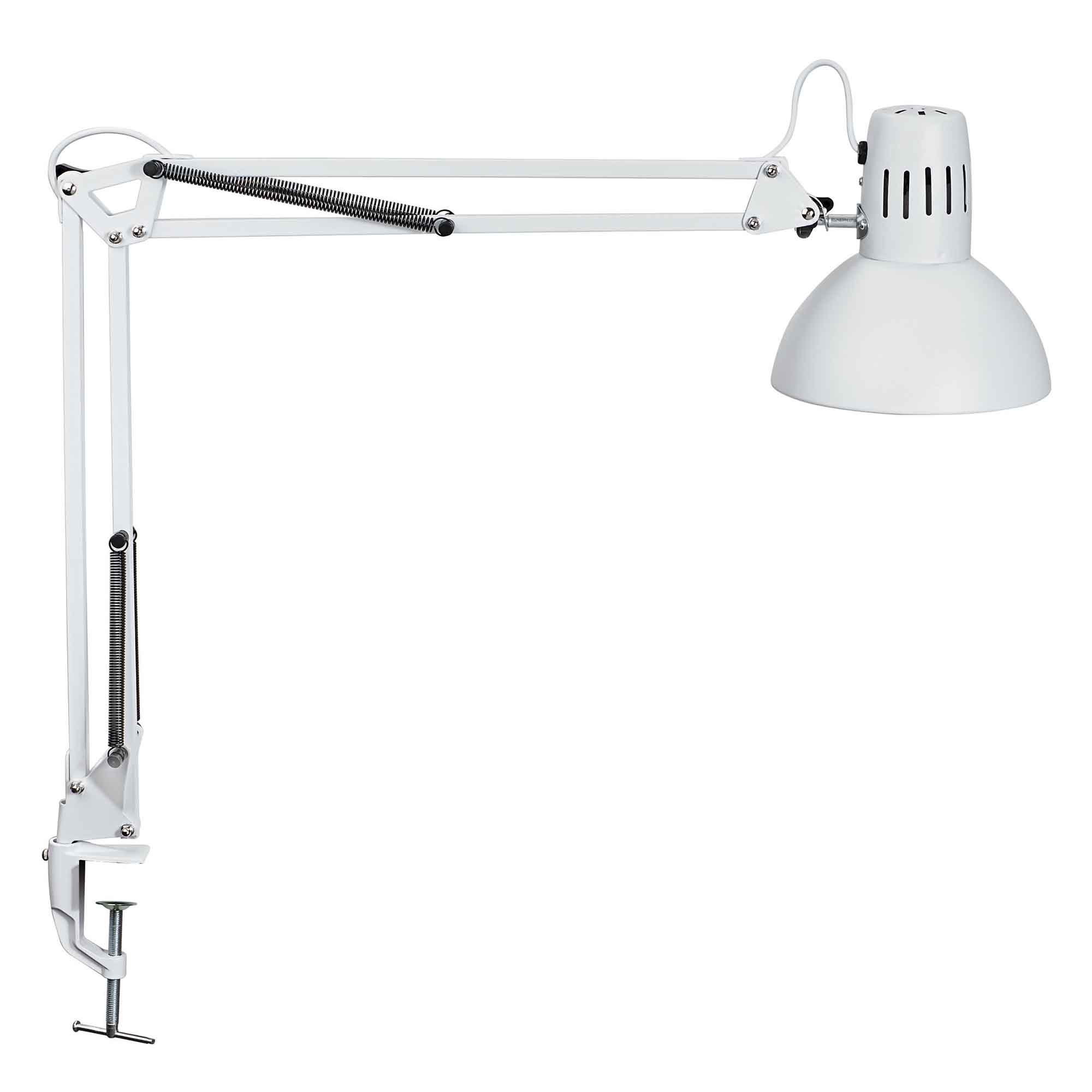 LED skrivebordslampe med bordklemme, hvid, MAULstudy