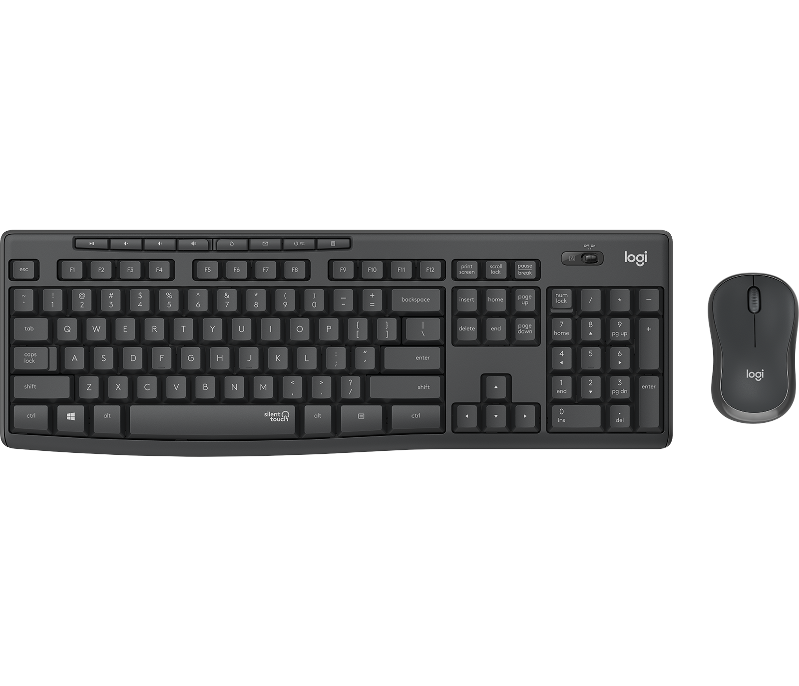 MK295 Silent Wireless Combo Desktop set, Graphite (Nordic)