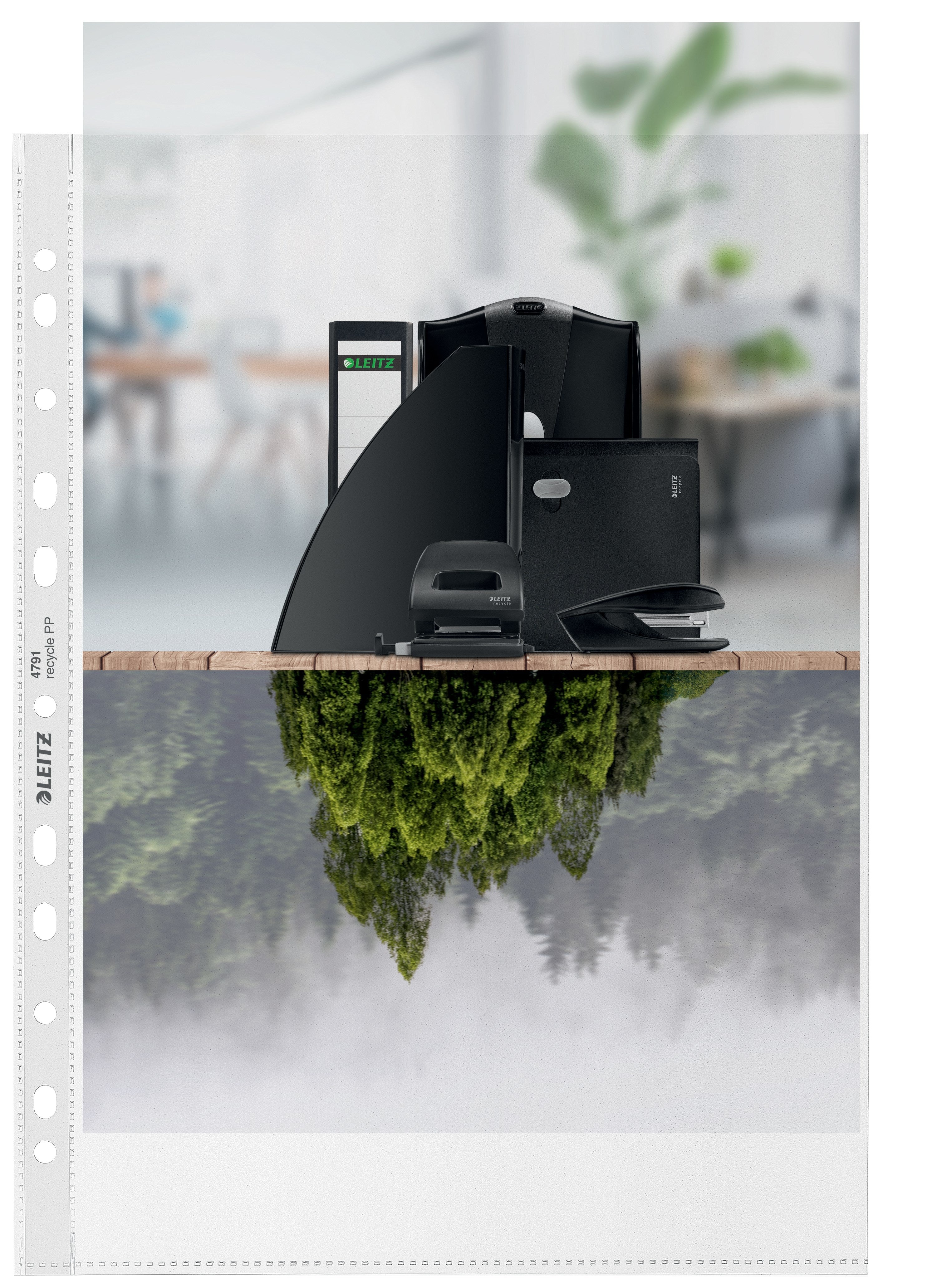 Lomme recycle 100my PP præg A4 TÅ (100)