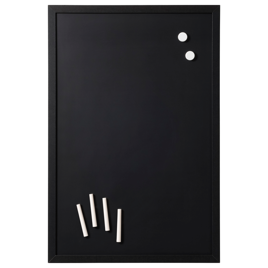 60 x 40 cm. Magnetisk kridttavle med sort ramme
