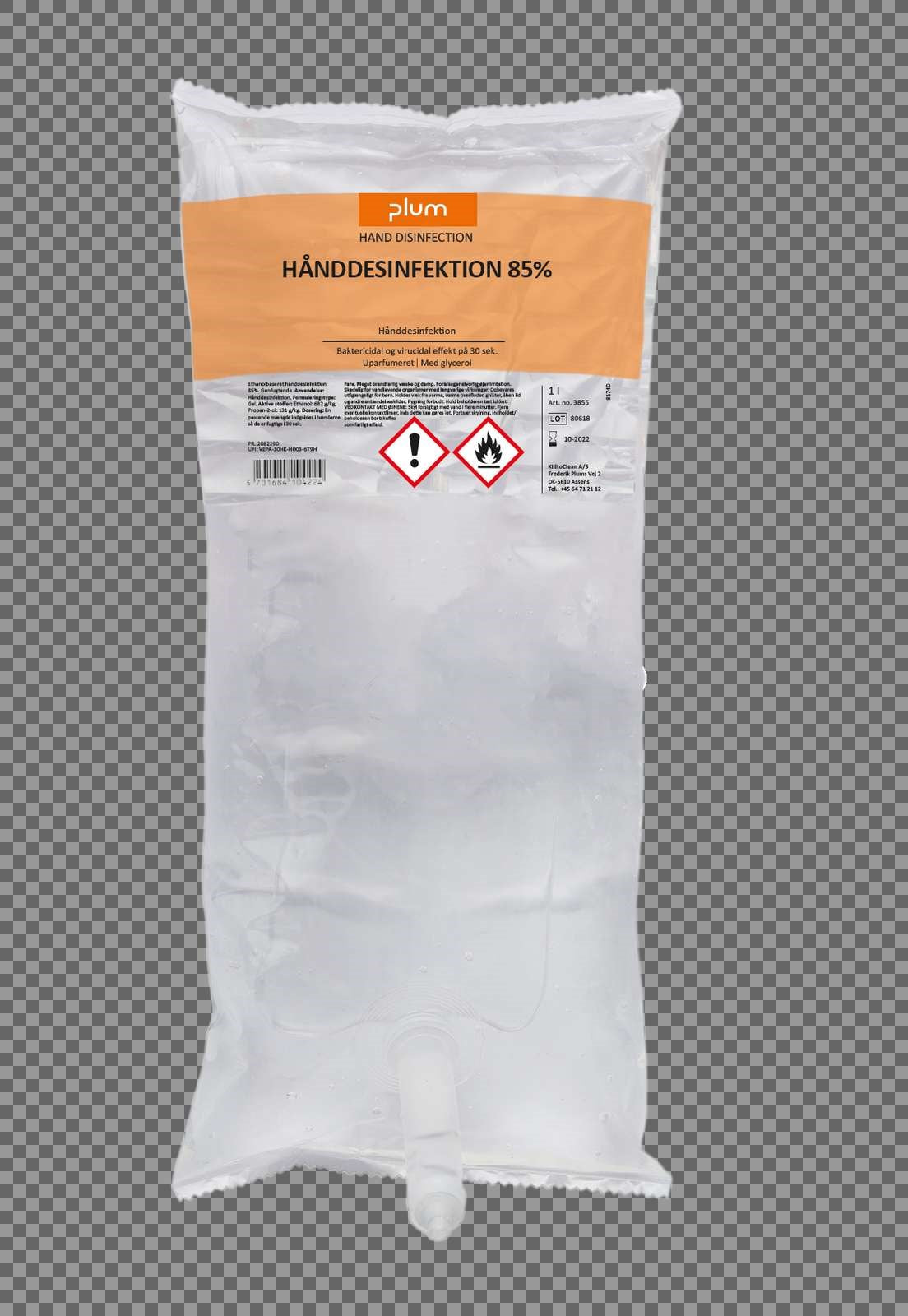PLUM Hånddesinfektion 85% Flydende 1,0 l pose CP