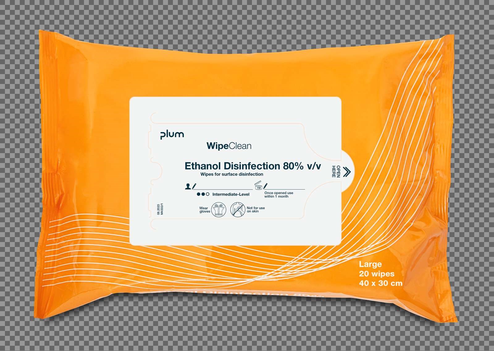 PLUM Wipeclean Ethanol Disinfection 80% - large 20 stk.