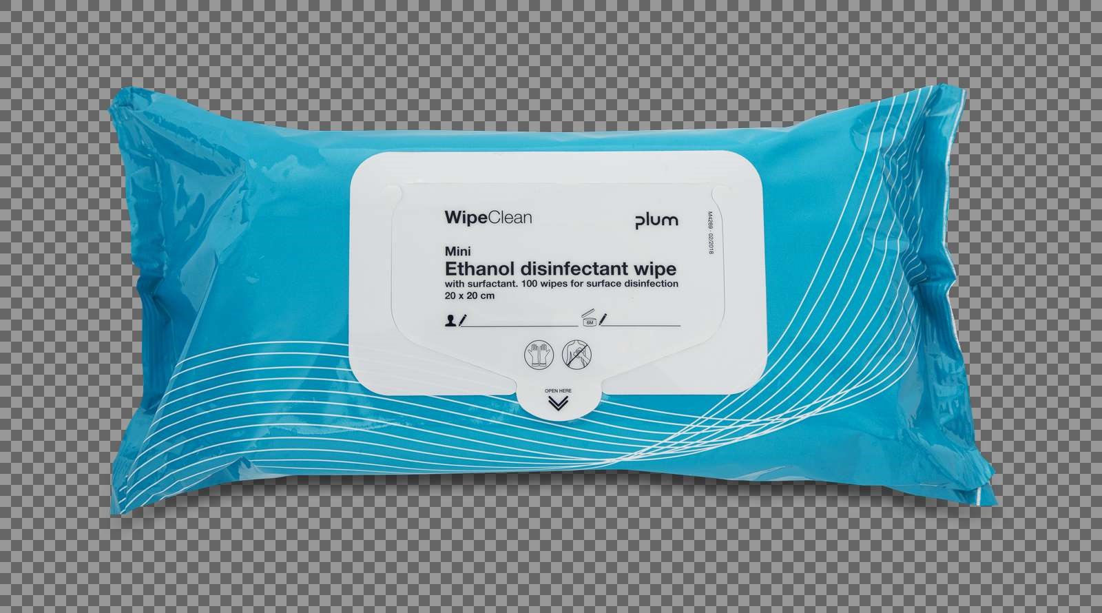 PLUM WipeClean Ethanol Disinf. 80% w/tensid, mini 100 wipes