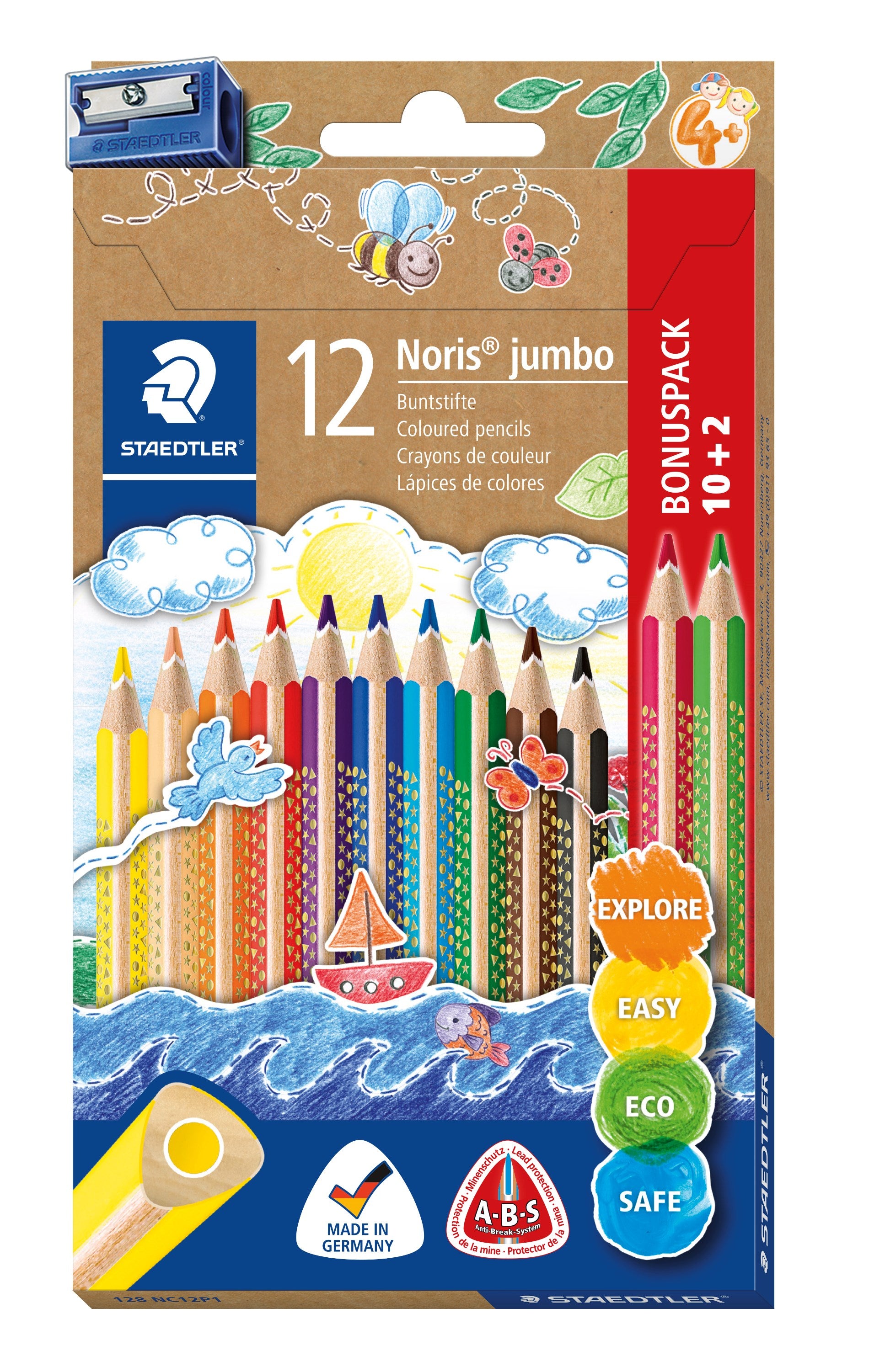 Farveblyant Noris Jumbo trekant ass (10+2)