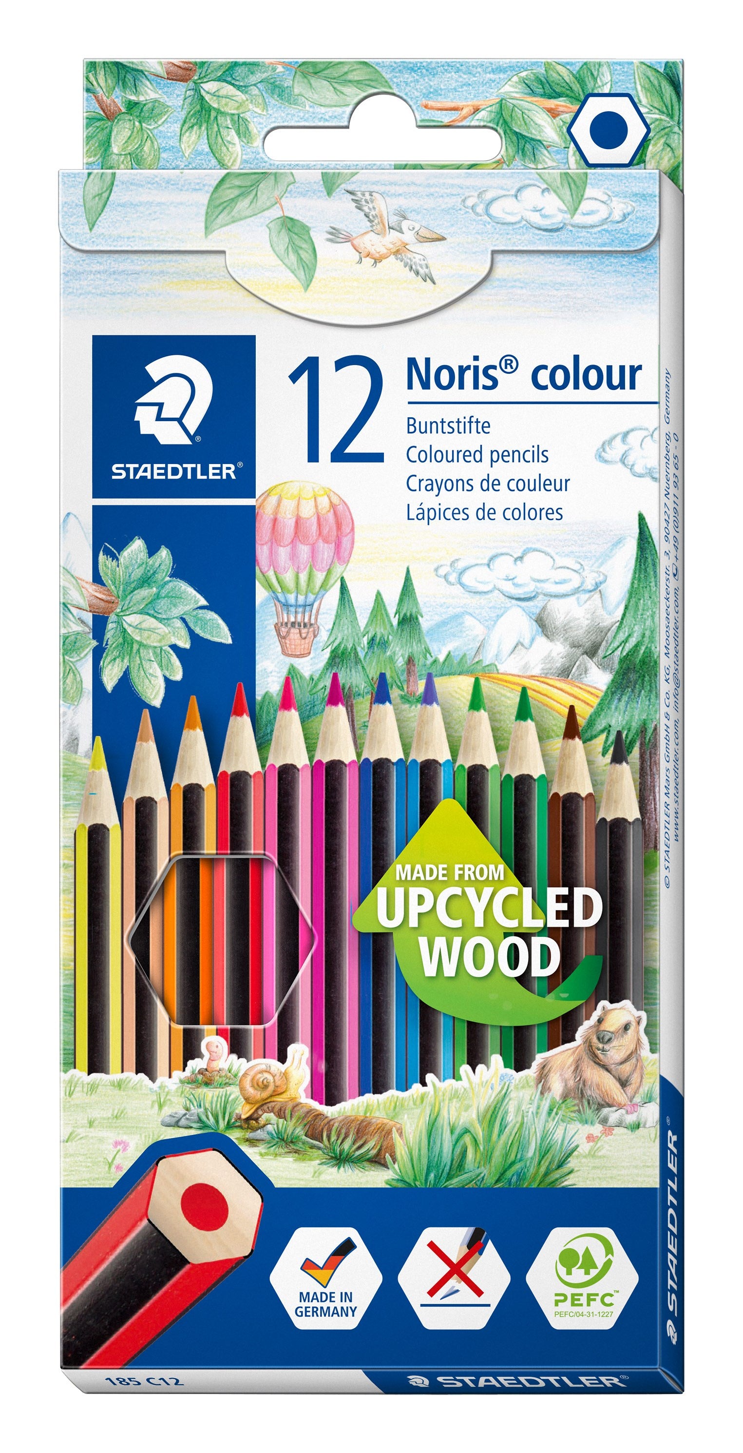 Farveblyant Noris Upcycled Wood sekskantet (12)