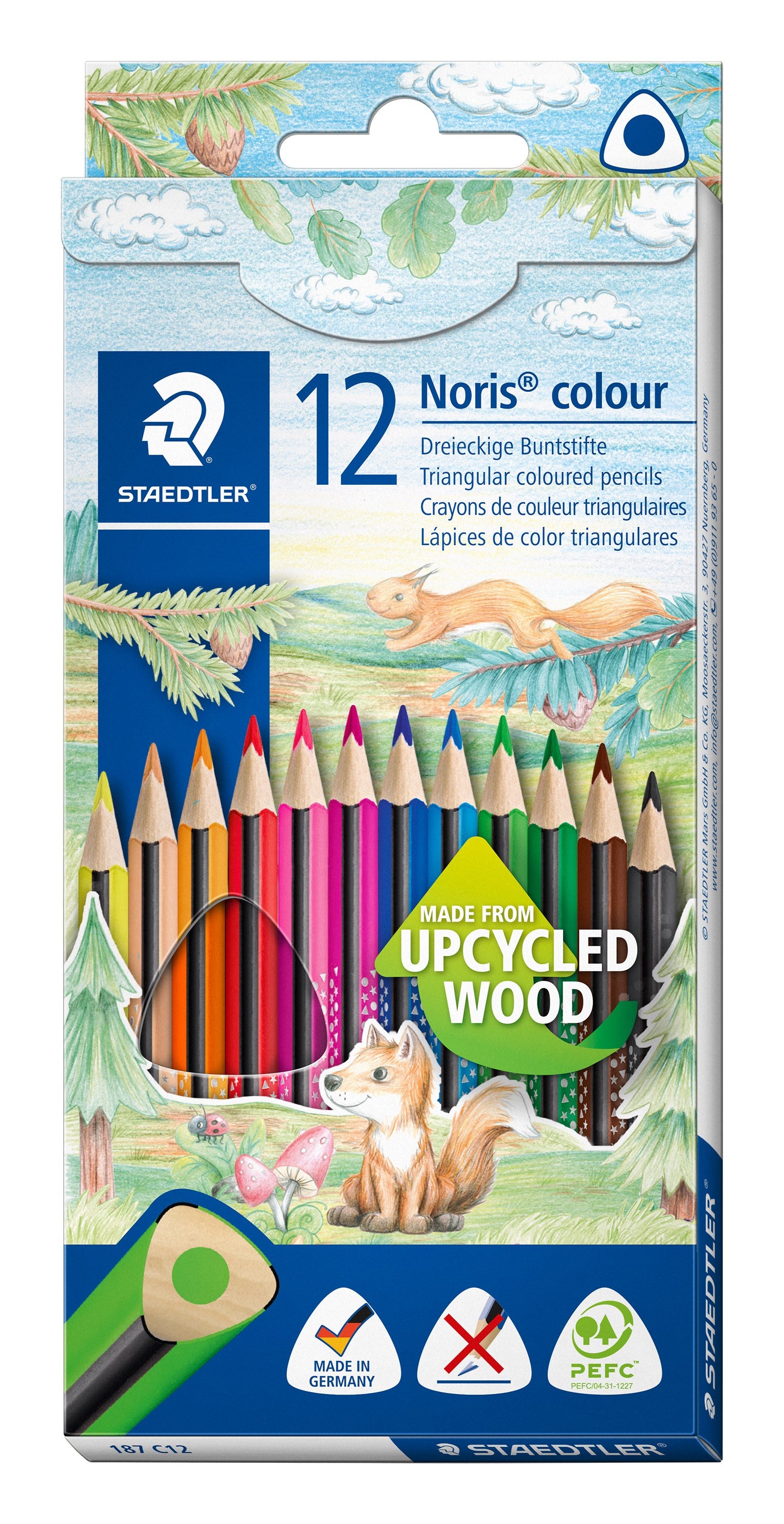 Farveblyant Noris Upcycled Wood trekantet (12)