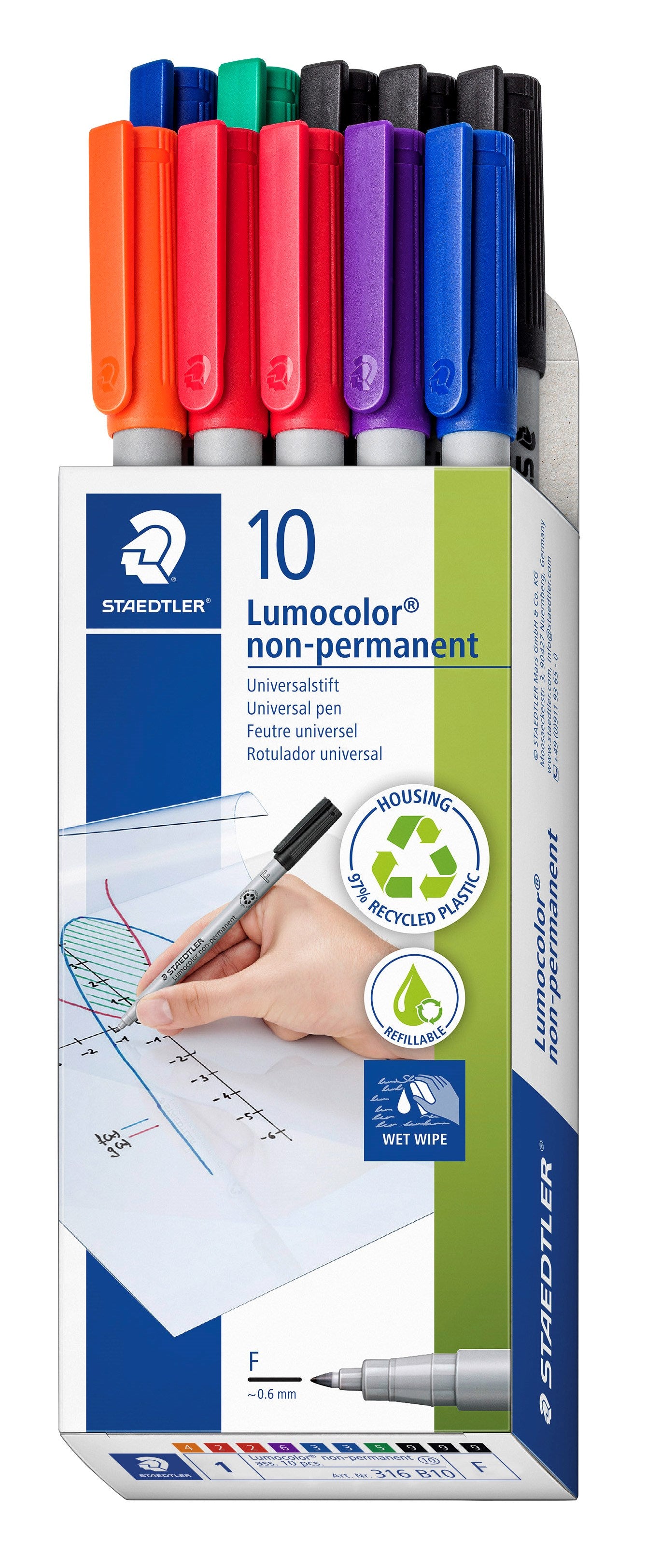 Marker Lumocolor non-perm 0,6mm ass (10)