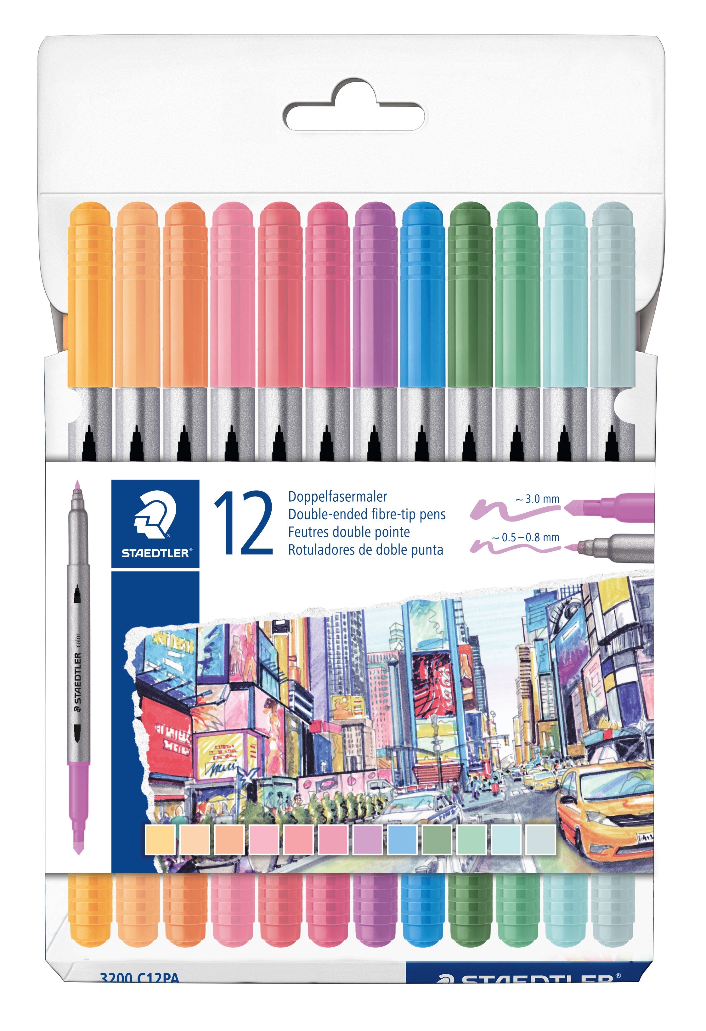 Fiberpen tusser dobbelt pastel farver ass (12)
