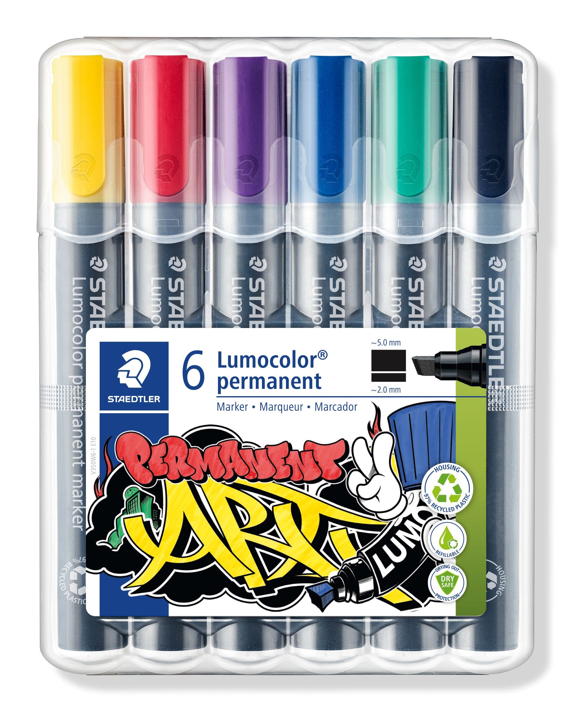 Marker Lumocolor perm skrå 2-5mm ass (6)