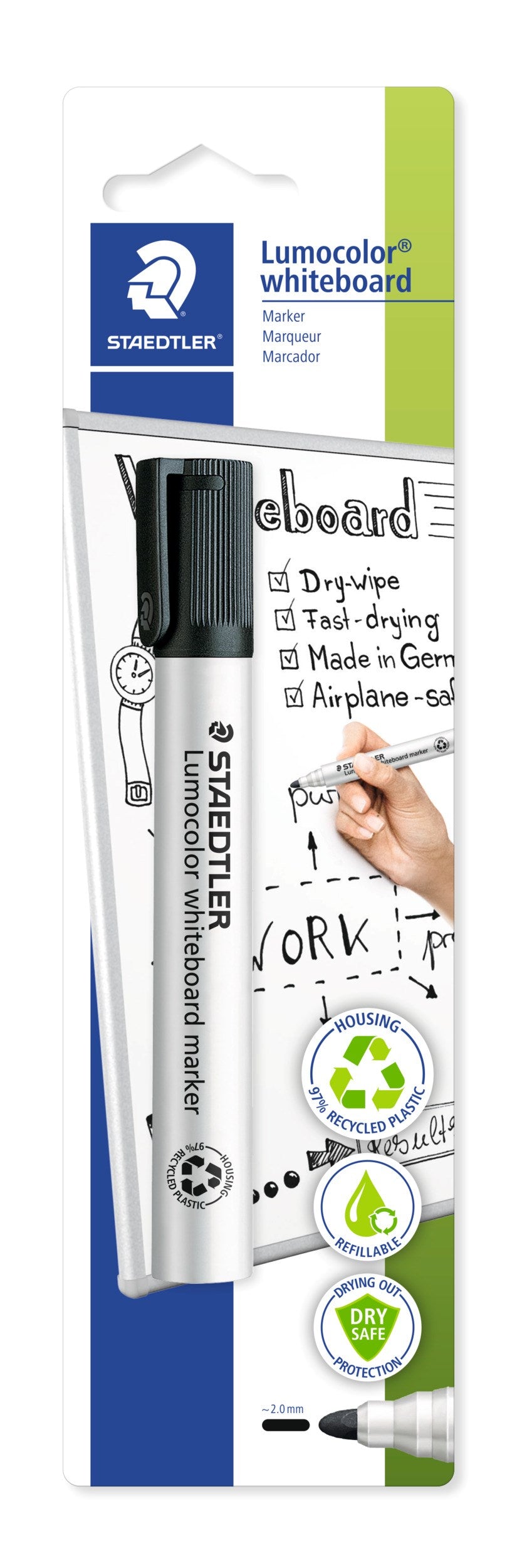 WB Marker Lumocolor rund 2mm sort blister