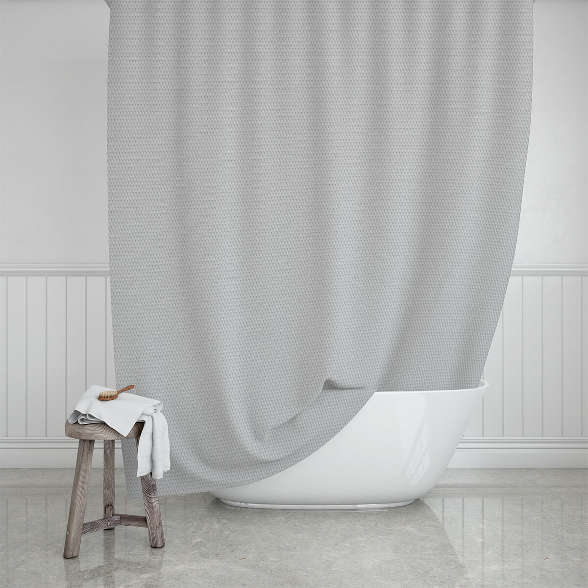 Badeforhæng, Camellia, Lysegrå,180 x 200 cm