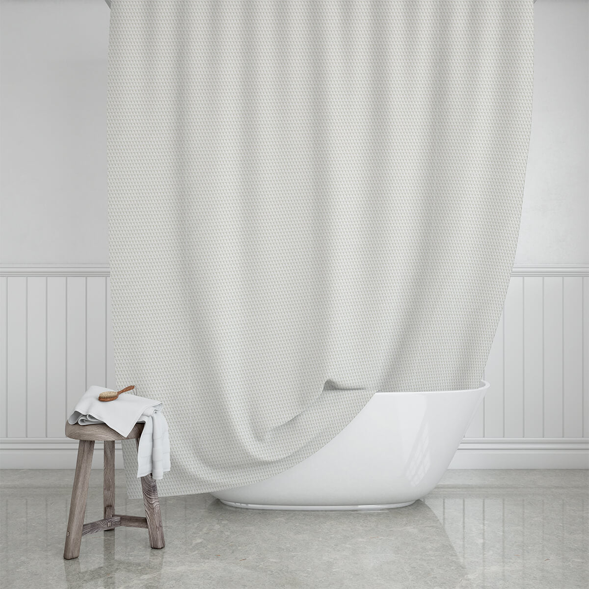 Badeforhæng, Camellia, Hvid,180 x 200 cm