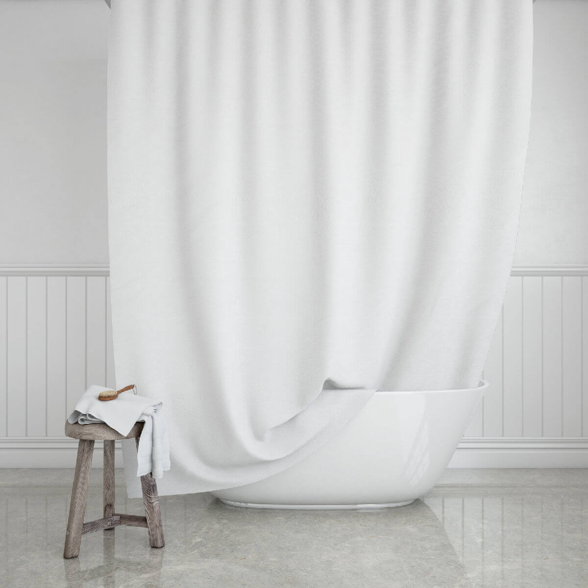 Badeforhæng, Hvid, 180 x 200 cm