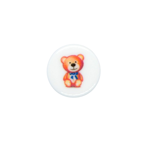 Plast Knap Bamse Hvid 15 mm.