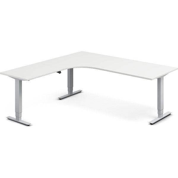 Hæve-sænkebord DNA, Hvid 2000x2000mm Venstre 3-ben/Alugrå