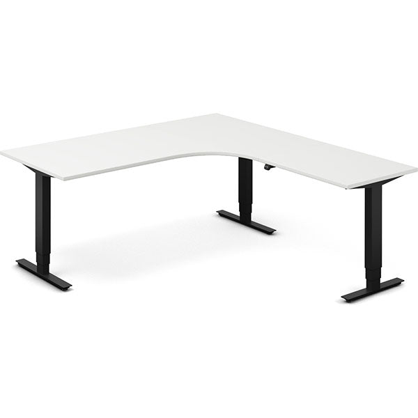 Hæve-sænkebord DNA, Hvid 1800x2000mm Højre 3-ben/Sort