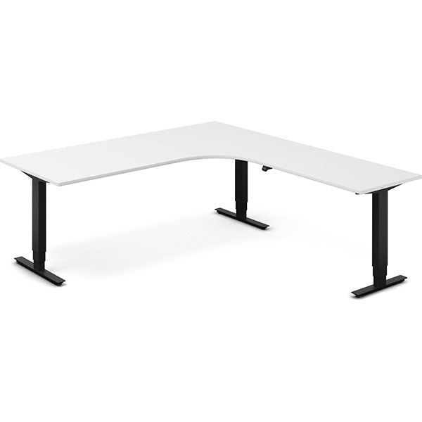 Hæve-sænkebord DNA, Hvid 2000x2200mm Højre 3-ben/Sort