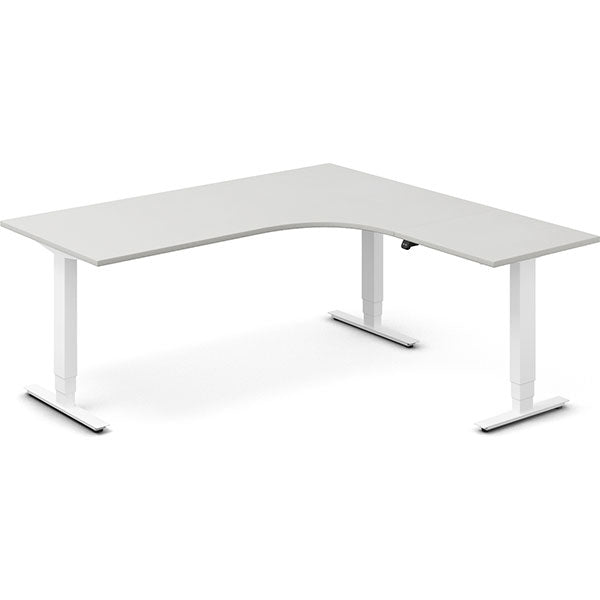 Hæve-sænkebord DNA, Lysgrå 1800x1800 mm Højre 3-ben/Hvid