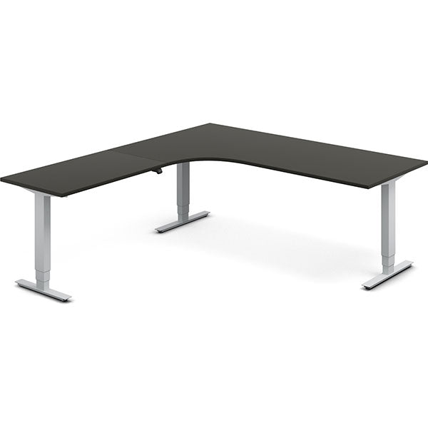 Hæve-sænkebord DNA, Antracit 2000x2200 mm Venstre 3-ben/Alugrå