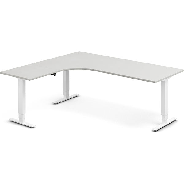 Hæve-sænkebord DNA, Lysgrå 2000x1800 mm Venstre 3-ben/Hvid