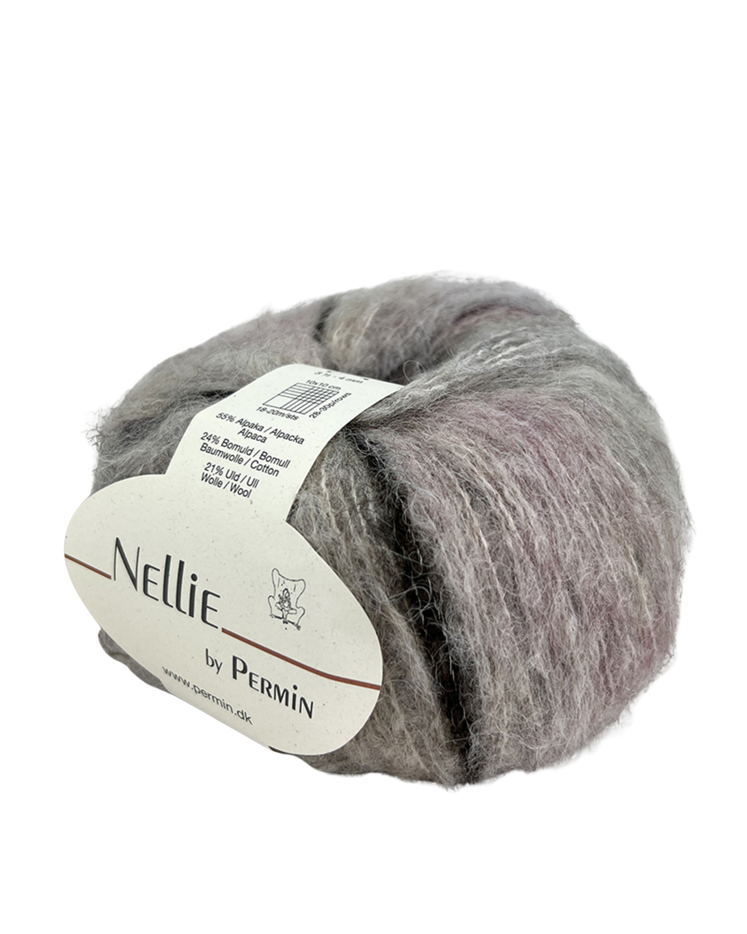 Bluse i bred rib med snoninger, Strikkekit i Nellie by Permin, art. 892414 - 03 Beige/Aubergine/Brun - XL