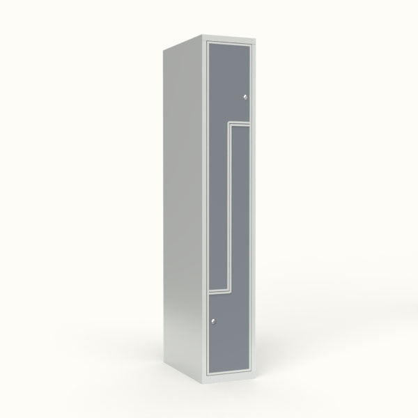 Skoleskab 1x300 Lige tag, Z-dør Grå laminatdør Cylinderlås