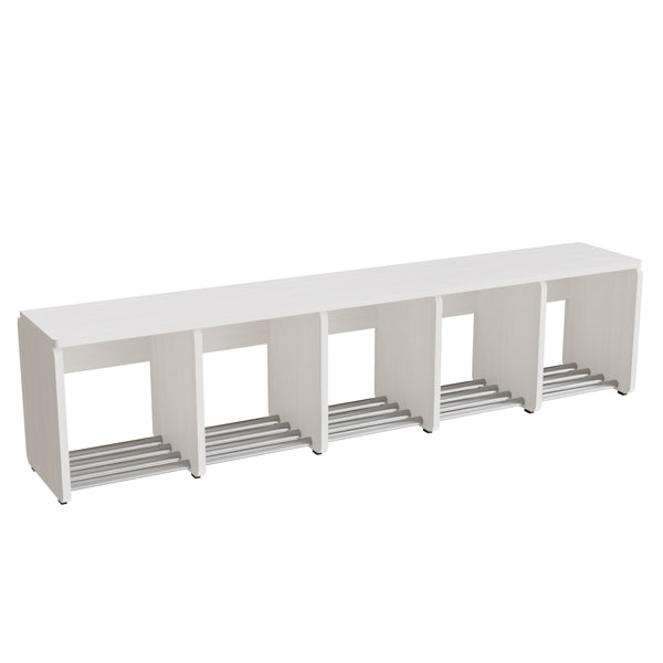 Garderobeindretning Eira Light, skohylde, 5 pladser, rumbredde 250 mm, hvidpigmenteret krydsfinér