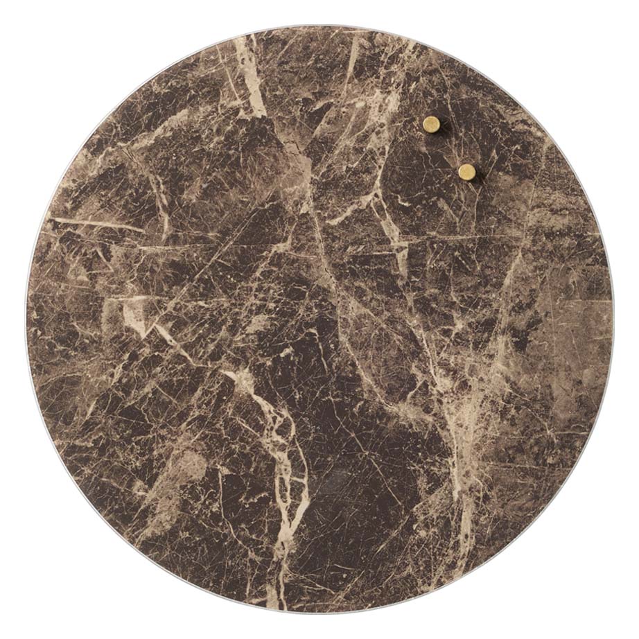 Cirkel 35 cm. Brun marmor Magnetisk glastavle