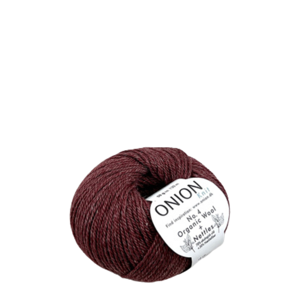 Onion Knit Onion No. 4 uldgarn med økologisk uld og nældefiber - 828 Mørk bordeaux