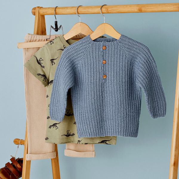 Farfars børnetrøje strikkekit - Lys beige - 02 / 6-9 mdr.