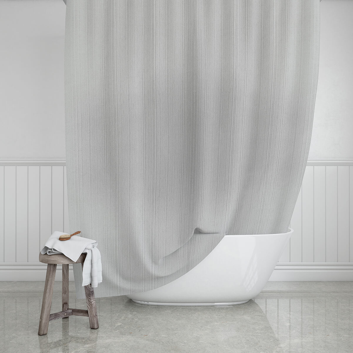 Badeforhæng, Etherea, Lysegrå,180 x 200 cm
