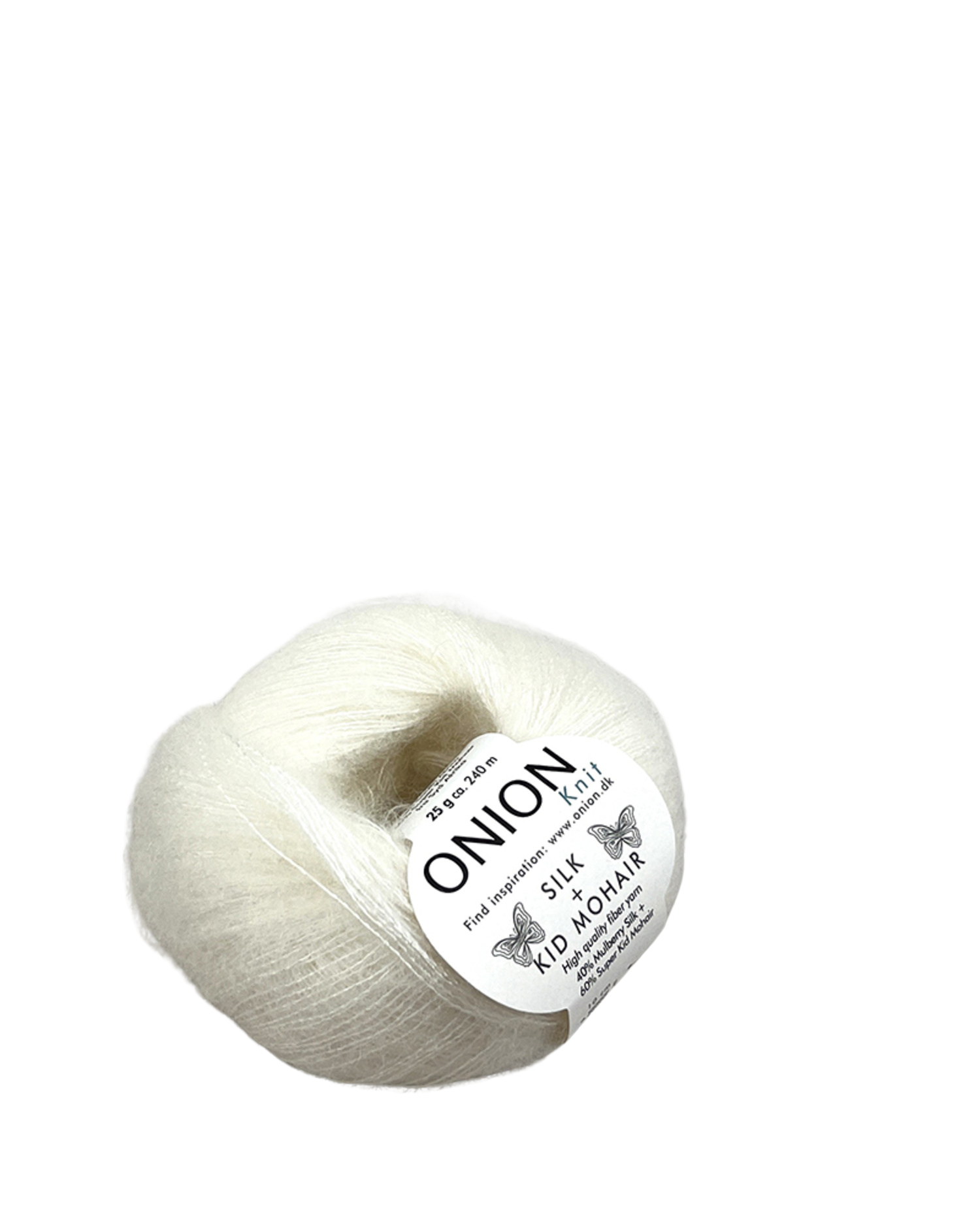 Onion Knit Onion Silk + Kid Mohair følgetråd i silke og mohair - 3001 Råhvid