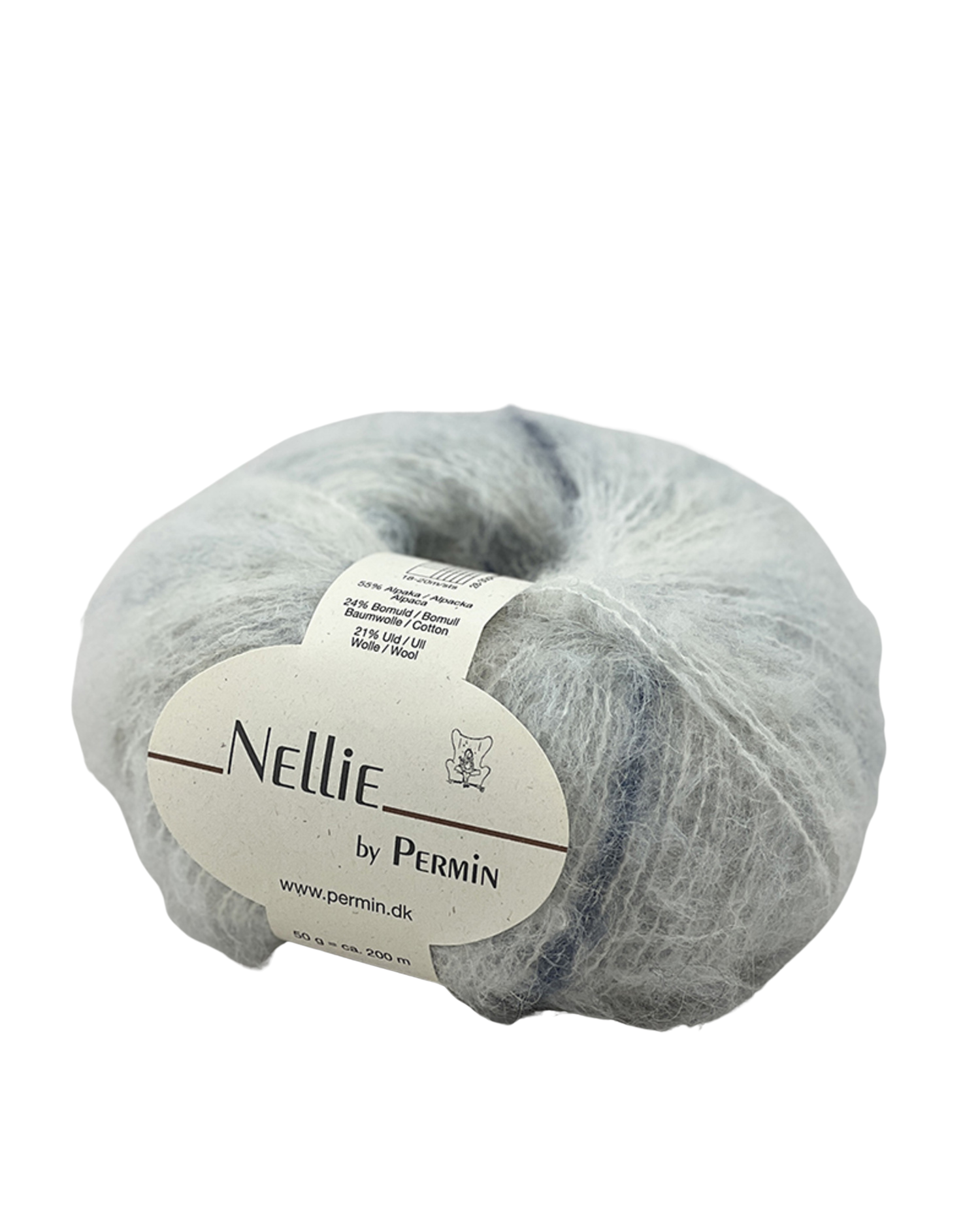 Bluse i bred rib med snoninger, Strikkekit i Nellie by Permin, art. 892414 - 05 Lyseblå/Jeans/Kobolt - S
