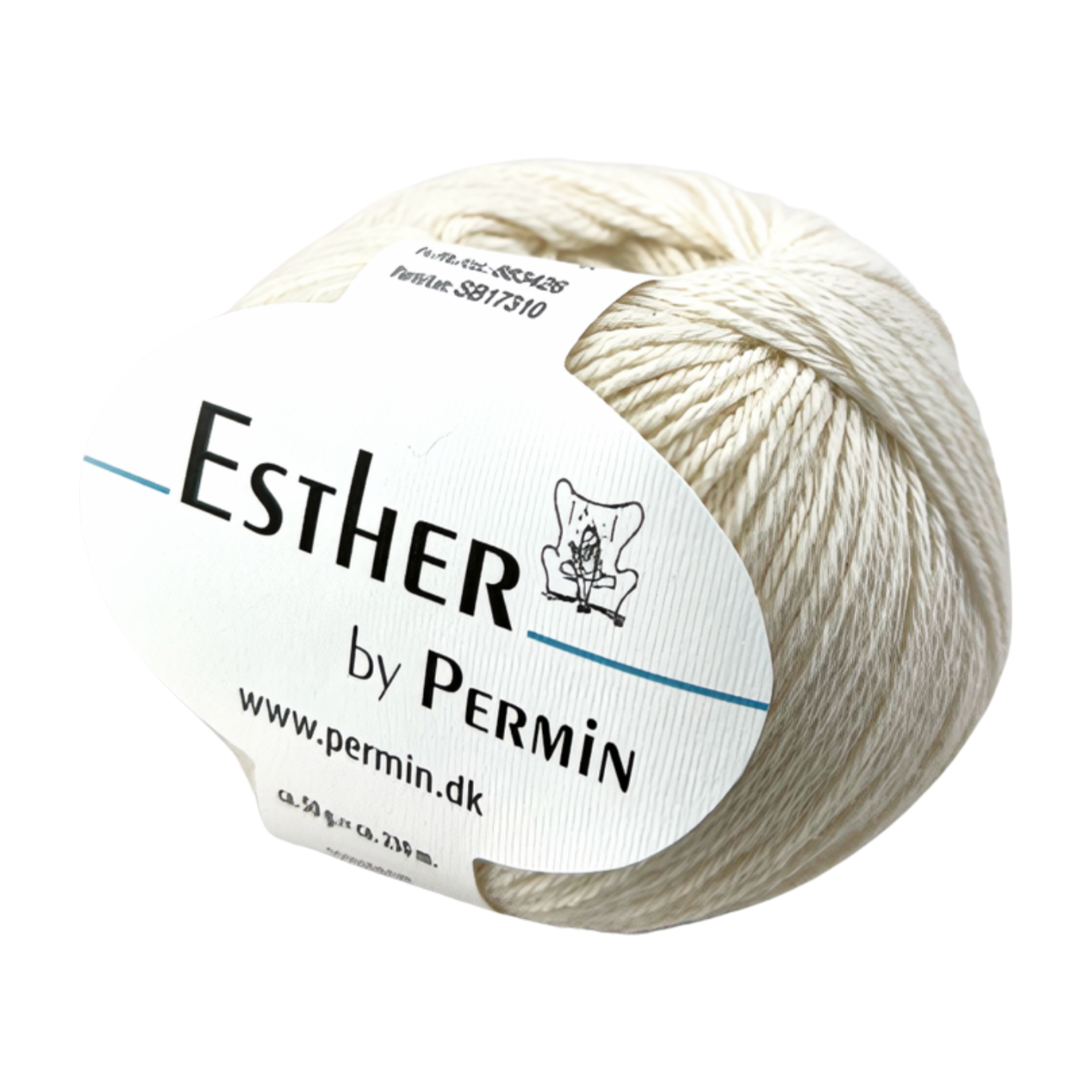 T-shirt med sadelskuldre strikkekit i Esther by Permin - 26 Råhvid - M